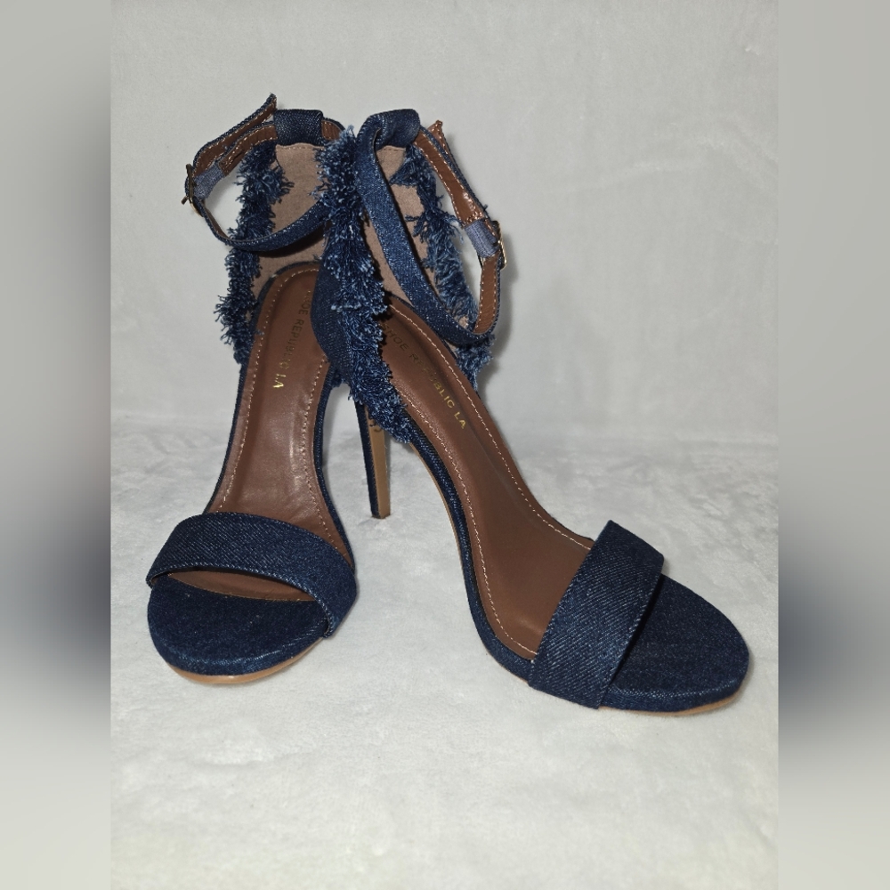 Shoe Republic LA Dark Blue Denim Heels